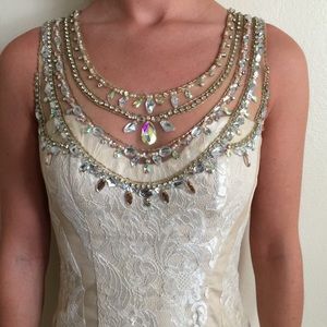 Champagne & Ivory Sheer Formal Dress